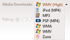 Media Downloads drop-down on Channel 9